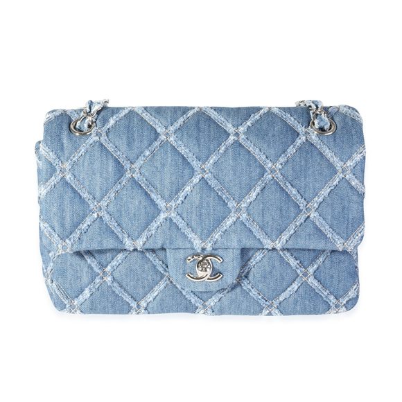 Chanel Blue Quilted Denim Medium Single Flap Bag - Picture 1 of 8